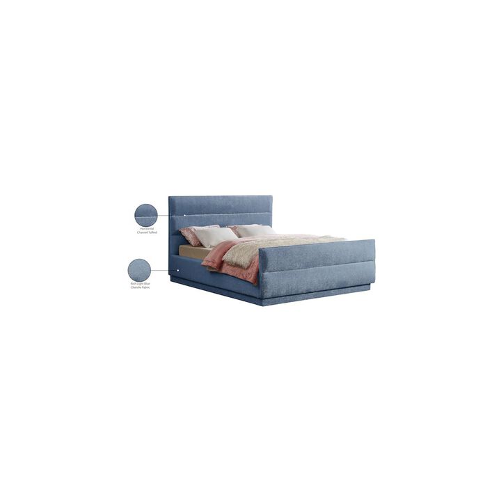 Meridian Furniture Paxton Light Blue Chenille Fabric King Bed
