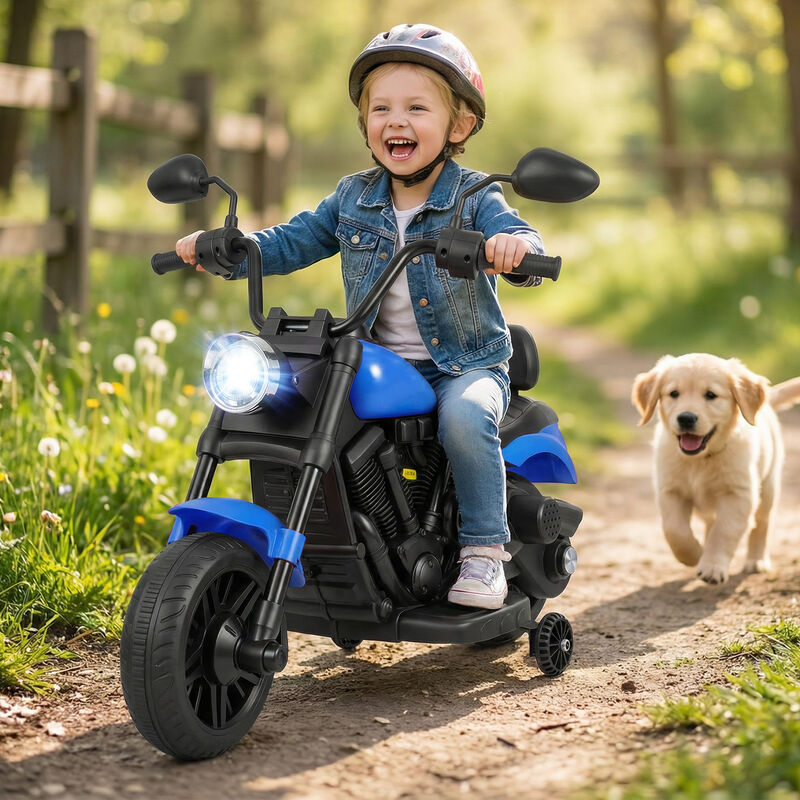 Kids 6V Ride On Motorcycle with Training Wheels Headlight and Music image number 1