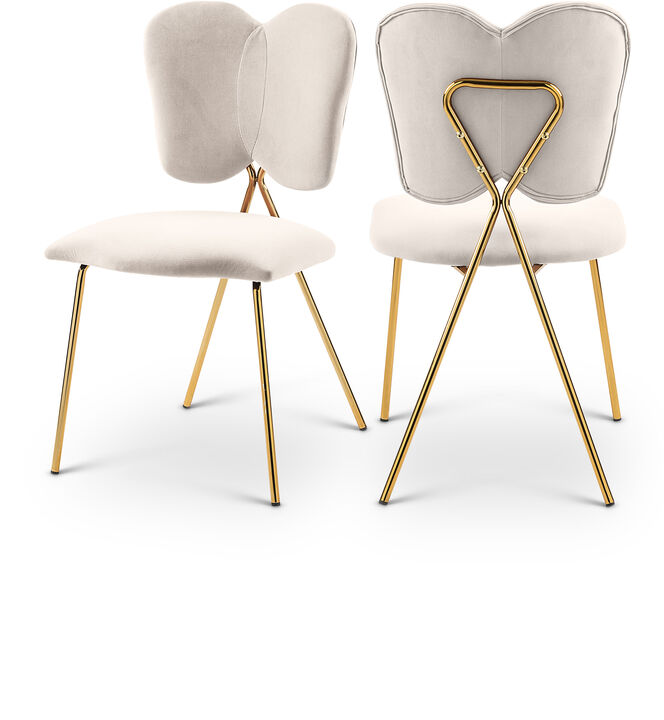 Meridian Furniture Angel Cream Velvet Dining Chair, Set of 2