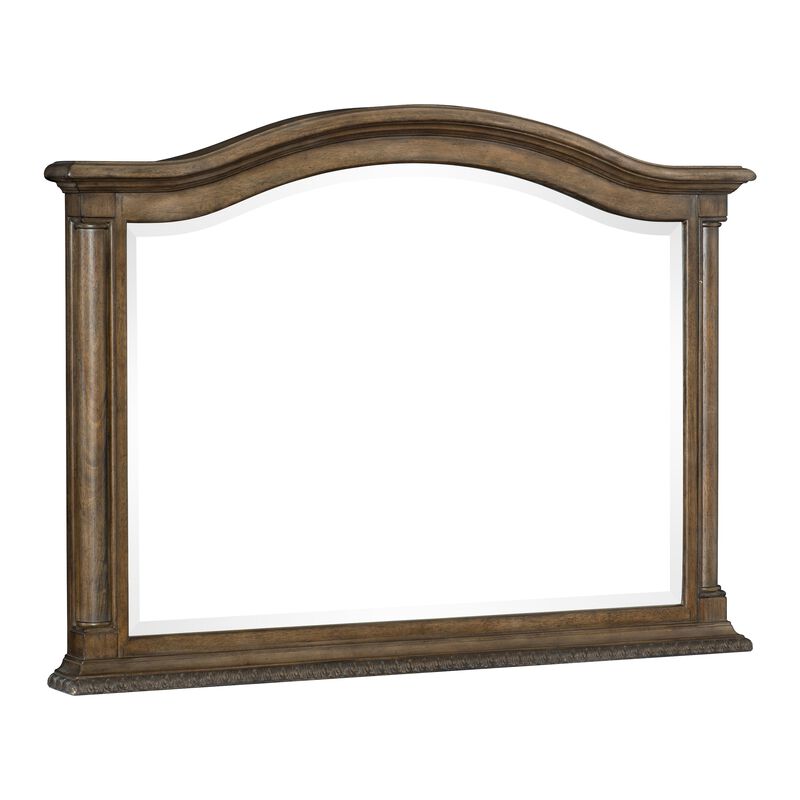Queen Bedroom Set, Gray, Brown Wood, 5 Piece Set with 2 Nightstands, Dresser, and Mirror image number 6