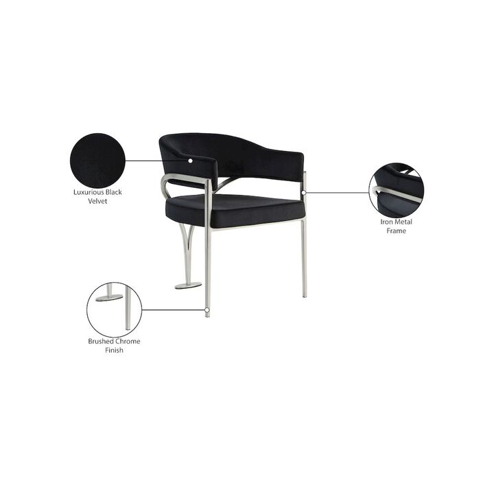 Meridian Furniture Madelyn Black Velvet Dining Chair, Set of 2