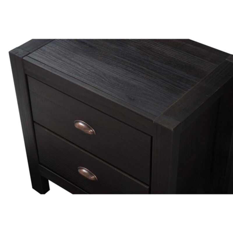 Farmhouse Style Solid Pine Wood 2-Drawer Nightstand Bedside Table