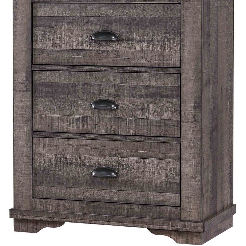48 inch 4 Drawer Wooden Chest with Cup Pulls, Gray - Benzara
