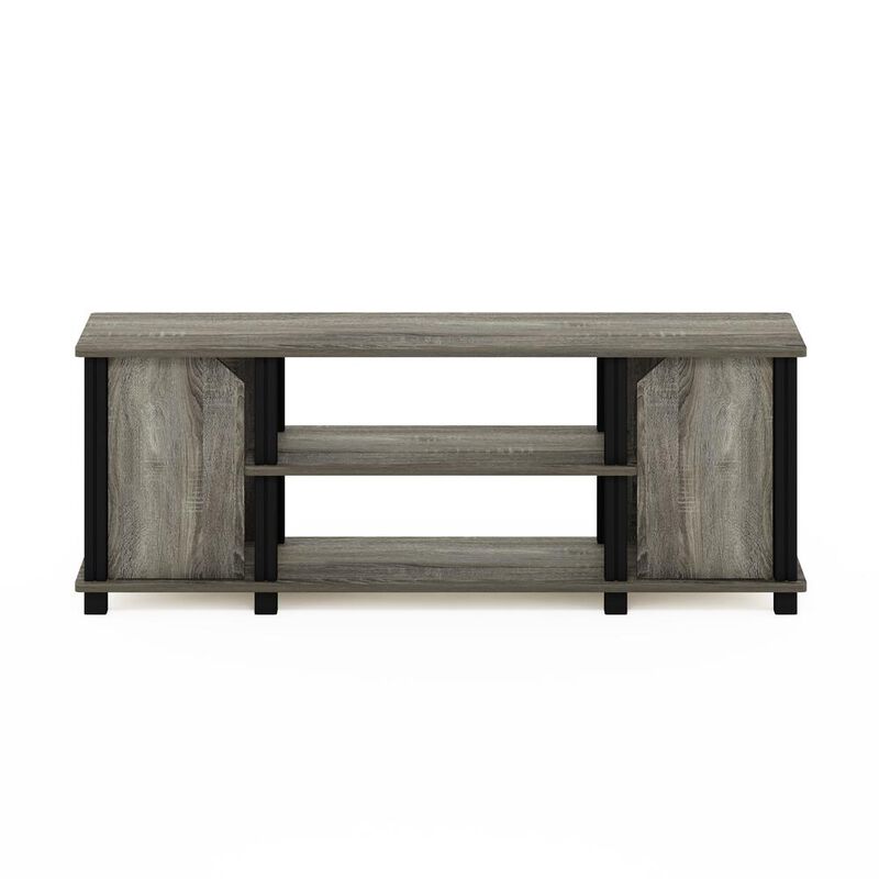 Furinno Simplistic TV Stand with Shelves and Storage, French Oak/Black