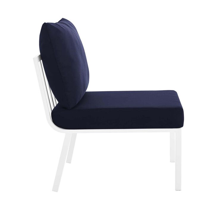 Modway Riverside Outdoor Furniture, Armless Chair, White Navy