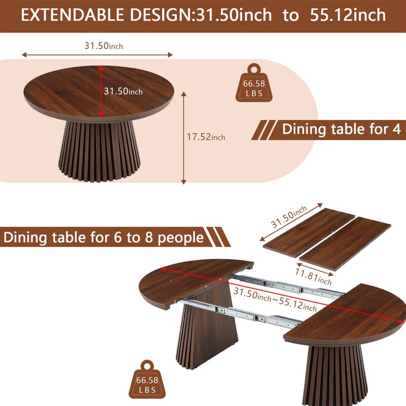 Extendable coffee table MDF oval coffee table with slatted legs Space saving coffee table for living room and home office image number 2