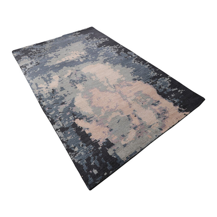 HAND KNOTTED WOOL Abstract AREA RUGS  - Rectangle Shape, Abstract Modern, Medium Pile Handmade Area Rugs for Living Room, Bed Room (N00804)