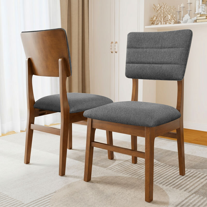 Whisen 4-Piece 16.9inch Upholstered Dining Chairs, Solid Rubber Wood Foam Mid-Century Modern for Kitchen Dining Room image number 2