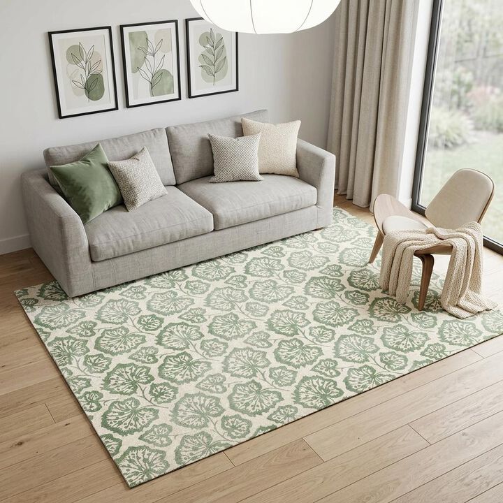 HomeRoots Wool Floral Hand Tufted Non Skid Area Rug