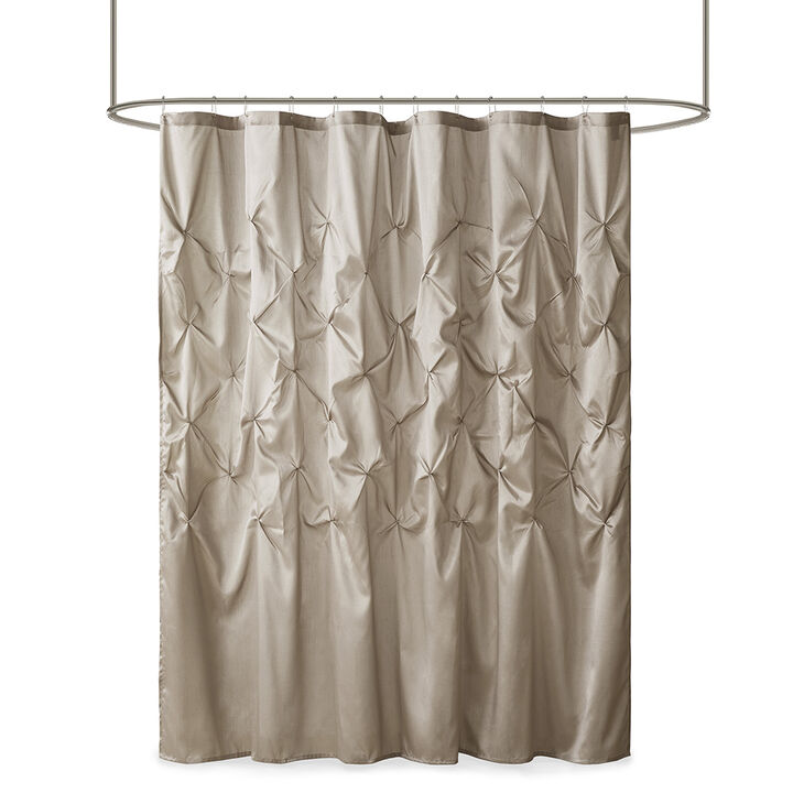 Gracie Mills Shelby Semi-Sheer Lightweight Faux Silk Tufted Shower Curtain