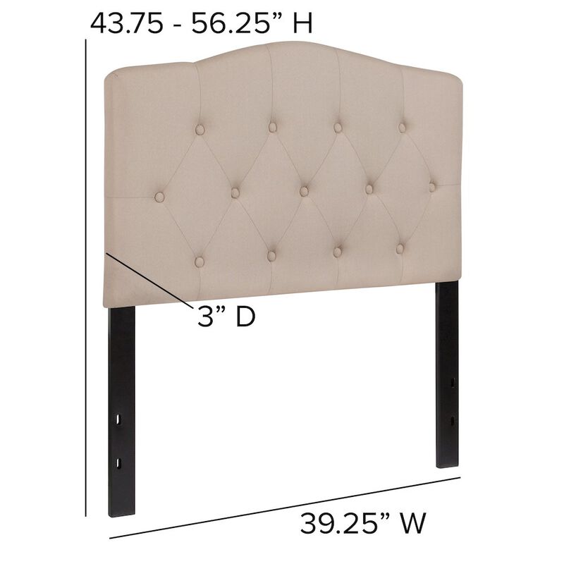 Flash Furniture Tufted Upholstered Twin Size Headboard in Beige Fabric image number 3