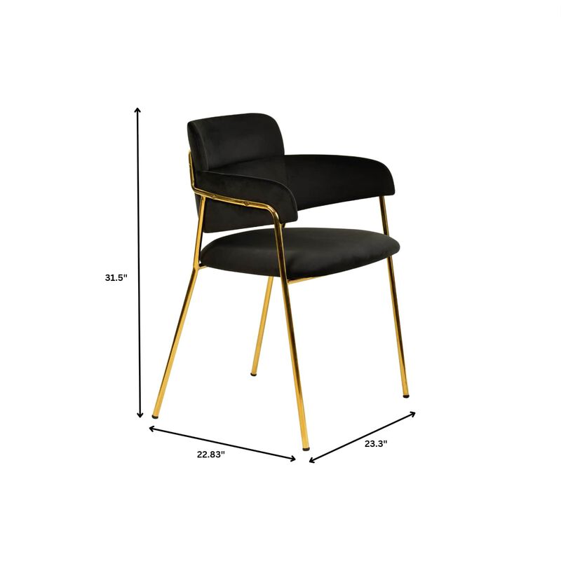 Axis Upholstered Dining Chairs Curved Open-Back & Gold Legs Set of 2 in
