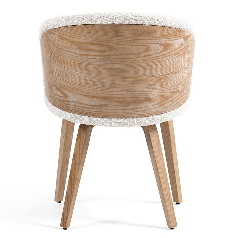 Glamour Home Set of 2 Beryl White Washed Boucle Fabric Dining Chair with Natural Wood Legs