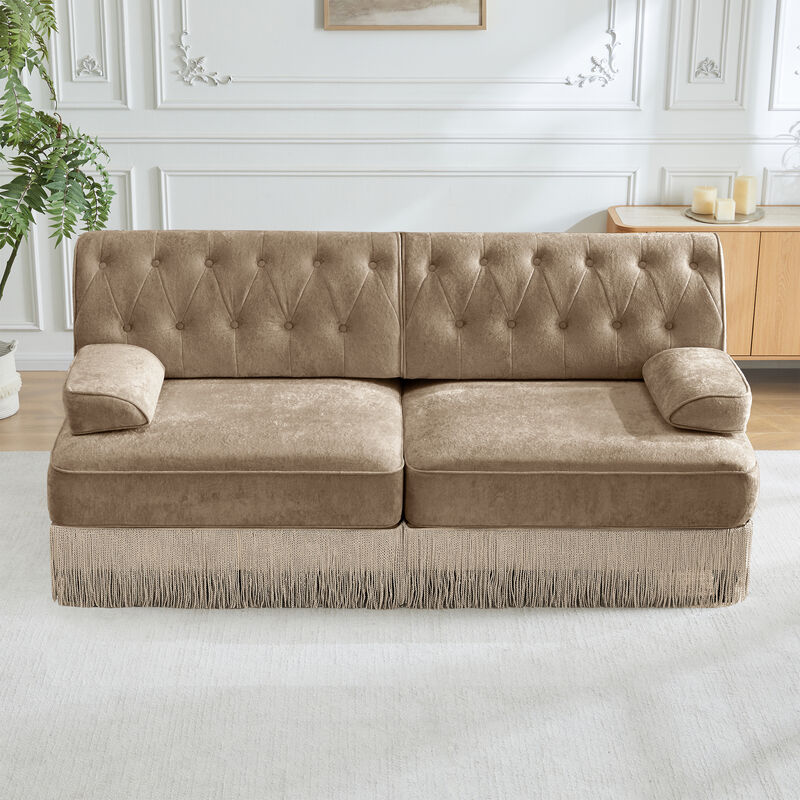 TATEUS Velvet Fabric Sofa image number 1