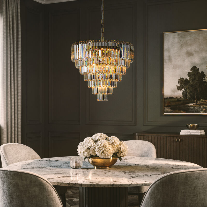 20'' Modern Crystal Chandelier in Warm Brass for Dining Room & Entryway image number 2