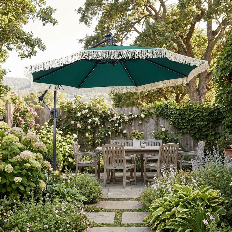 10 foot offset patio umbrella with rotation LAUSAINT HOME Ft Outdoor 360-degree Aluminum Umbrella Large Shade Coverage 10ft-Cantilever Patio Umbrella Outdoor Pool