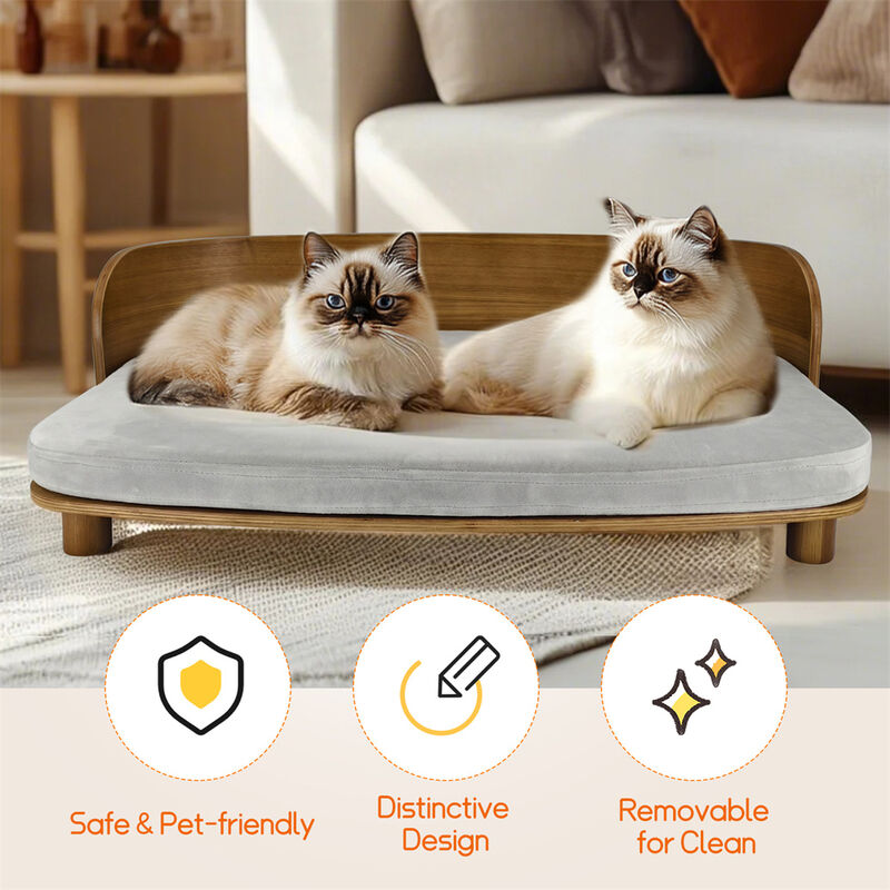 Elevated Raised Cat & Dog Sofa Bed Breathable Puppy Bed w/ Removable Cover image number 6