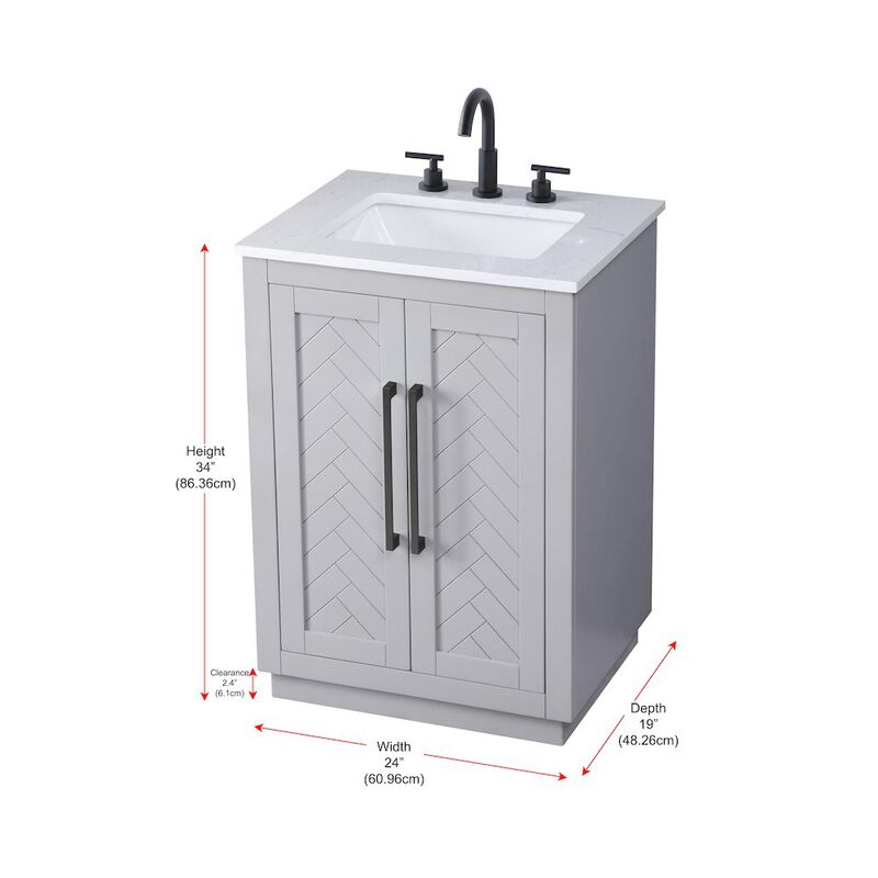 Elegant Kitchen and Bath 24 inch Single Bathroom Vanity in Grey