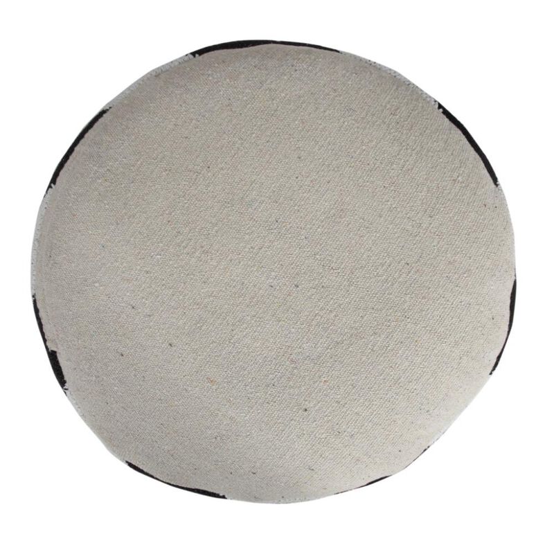 Hivvago 18 Inch Black Cylinder Chevron Pouf Ottoman