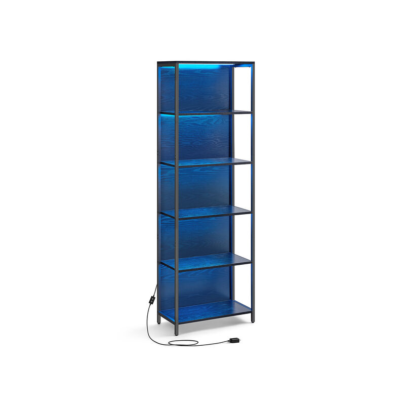 6-Tier LED Bookcase with Adjustable Lighting – Lighted Display Shelf for Bedroom, Office or Lounge Setup