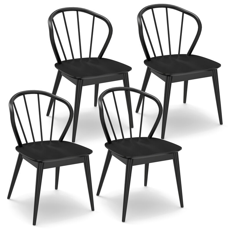 Set of 4 Windsor Dining Chairs with Spindle Backrest and Wood Frame image number 0