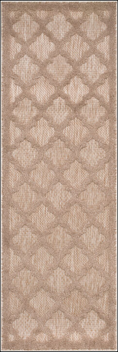HomeRoots 6' Natural And Beige Geometric Indoor Outdoor Area Rug