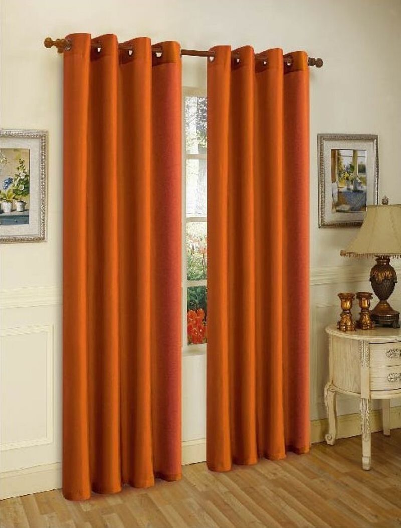 J&V TEXTILES Solid Grommet Faux Silk Window Curtain Drapes Treatment in 84" Length- Set of 2 image number 0