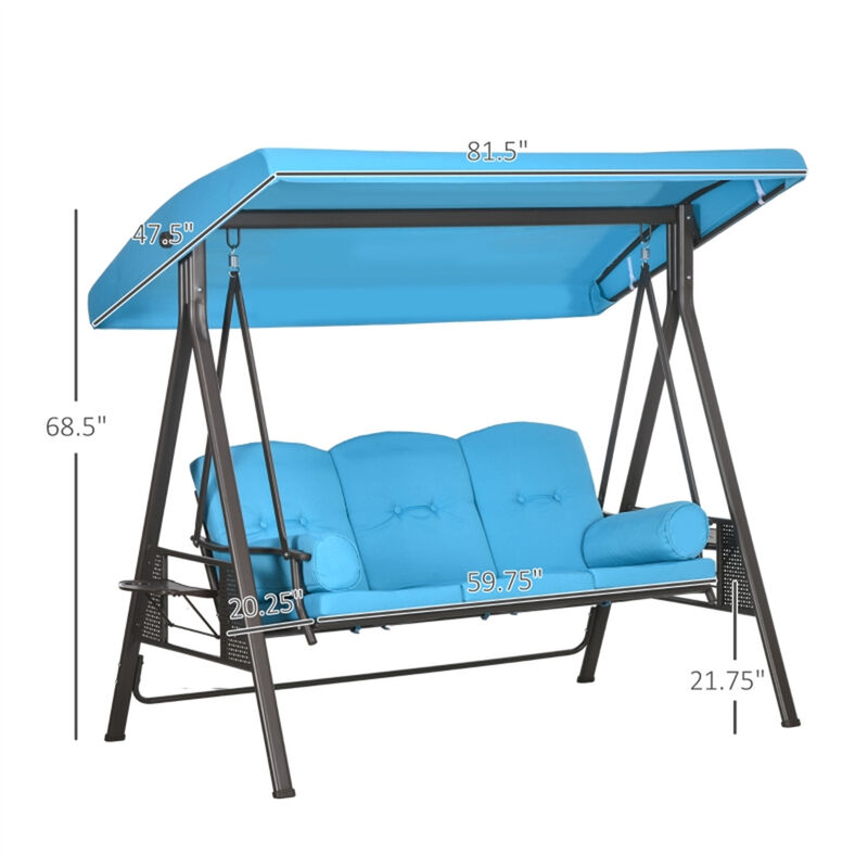 Adjustable Canopy 3-Seat Patio Swing for Relaxing Outdoors