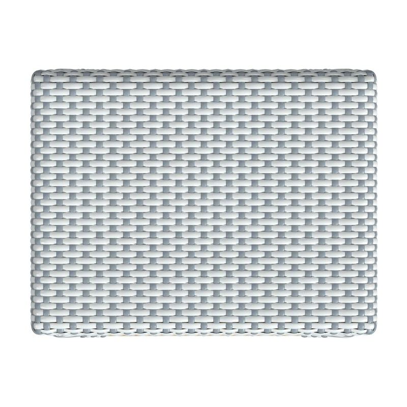 Butler Specialty Robias Rectangular Rattan 30 Bar Stool, White and Sky Blue Dot