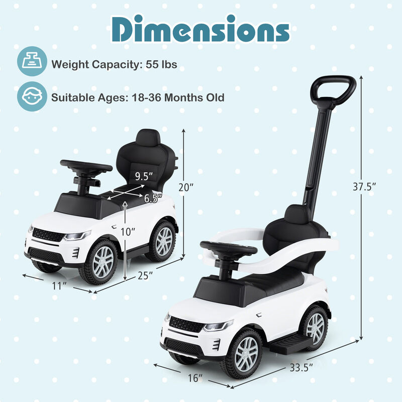 3 in 1 Baby Push Car with Safety Guardrail and Handle for Toddler Indoor Play image number 2