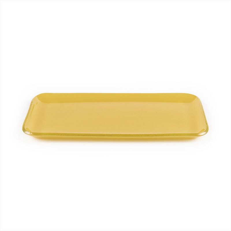 Glass Dinnerware 12.25" x 6" x h:1" Rectangular Turmeric Glass Platter