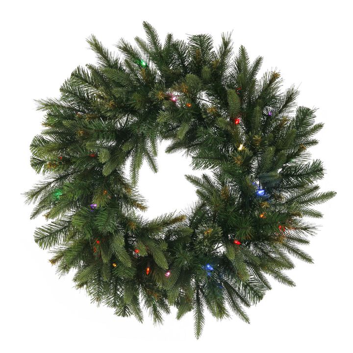 Vickerman 48" Cashmere Wreath with 100 Multi-Colored LED Lights