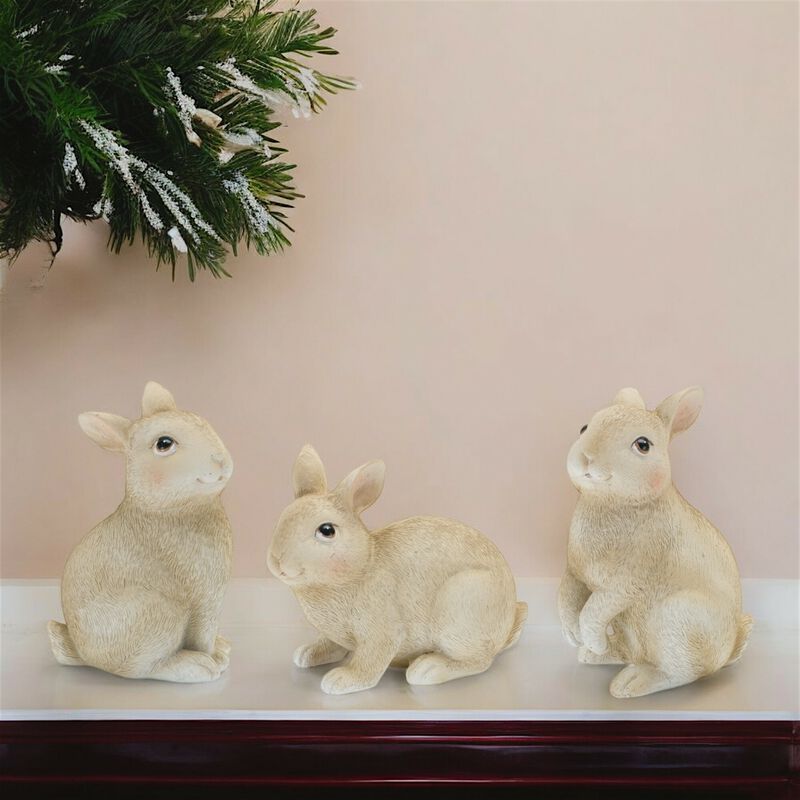 Resin Rabbit Figurines Set of 12 for Spring and Rustic Home Accents