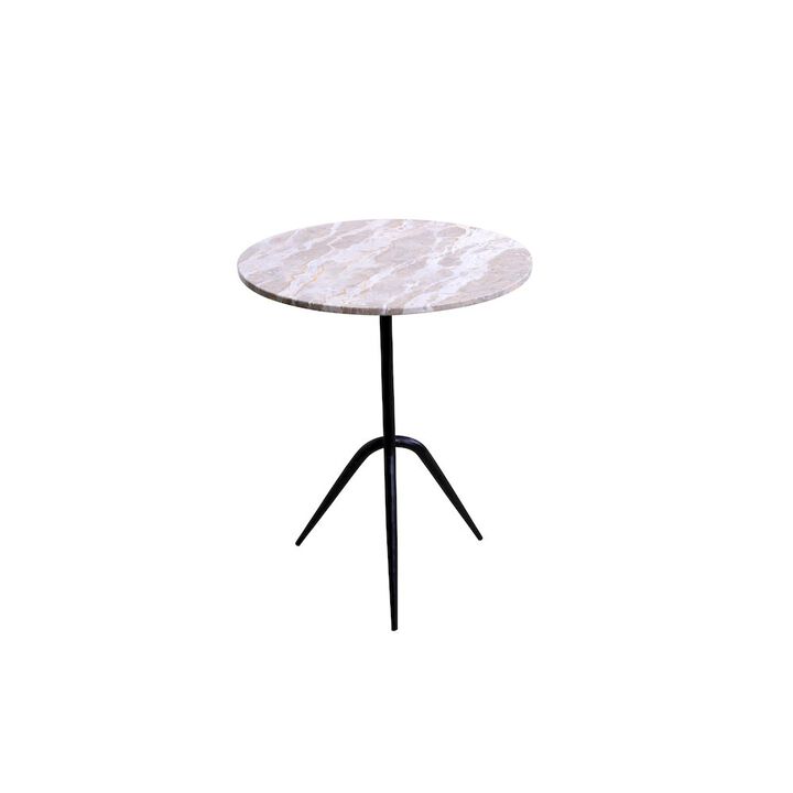 World Interiors Glacier 18 Accent Table with Capri Beige Marble