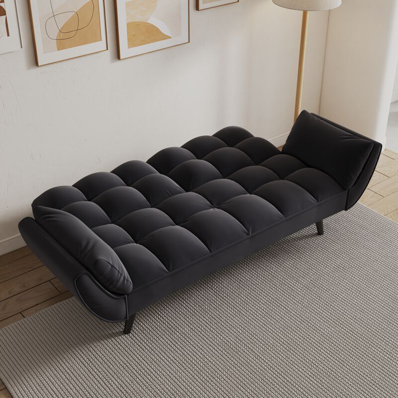Merax Adjustable Sofa Bed with Clustered Cushions & Even Stitching Converts to Bed for Overnight Guests image number 4