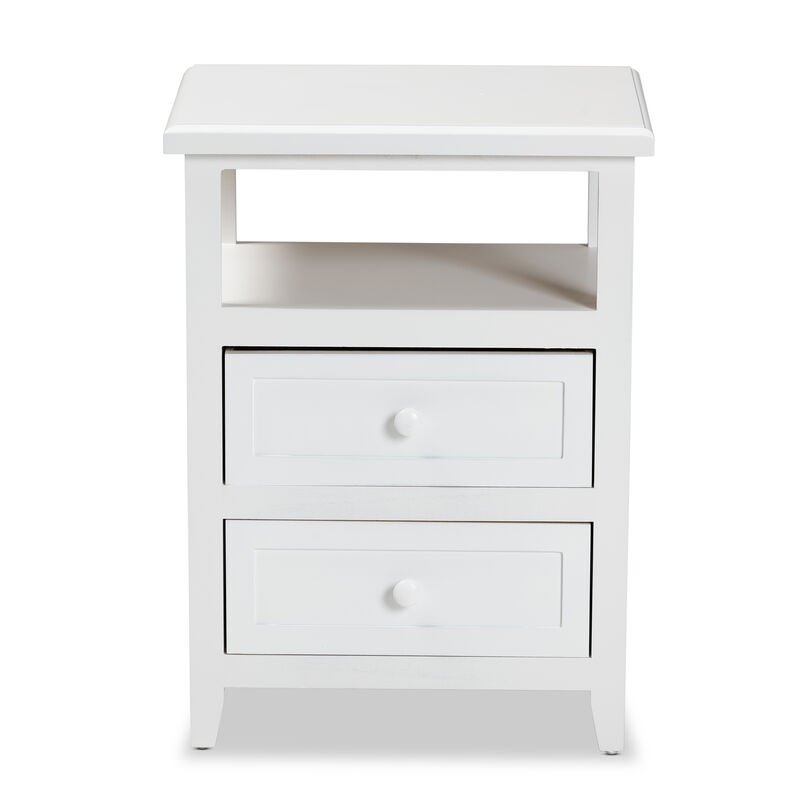 Baxton Studio Karsen Modern and Contemporary White Finished Wood 2 Drawer End Table