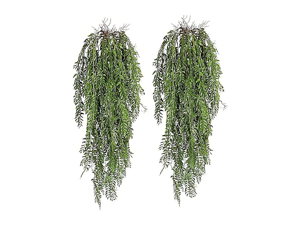 2 Pack 4 Ft Hanging Artificial Plants Faux Ferns Ivy Willow Vine Leaves Wall
