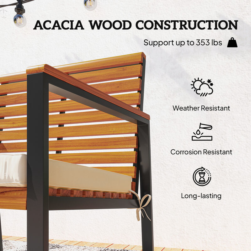 Hivvago Patio Rocking Chair Set of 2 Acacia Wood Outdoor Chairs image number 5