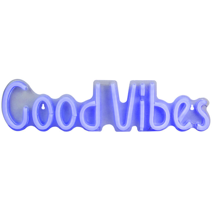 19” Bright Blue Neon Style Good Vibes LED Lighted Wall Sign
