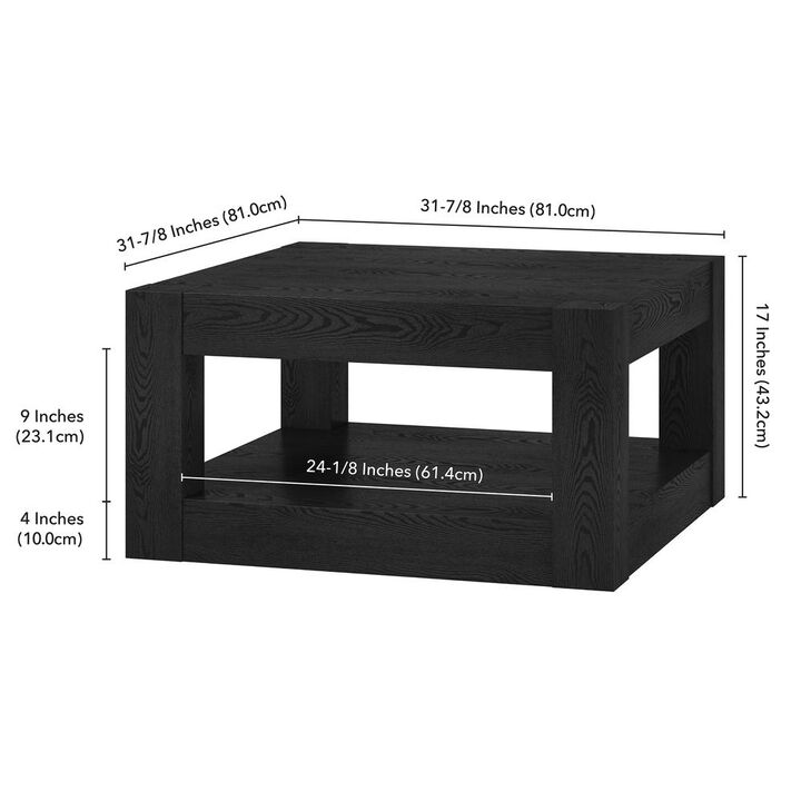 Hudson&Canal Hughes 32 Wide Square Coffee Table in Black Grain