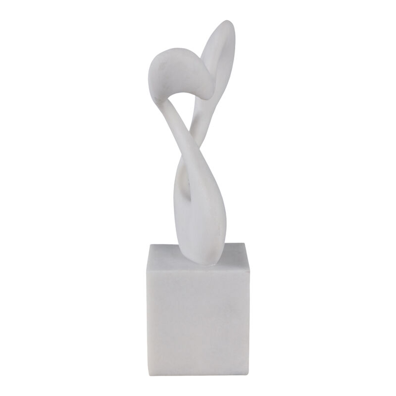 12x7" Abstract Resin Sculpture On Base, White image number 2