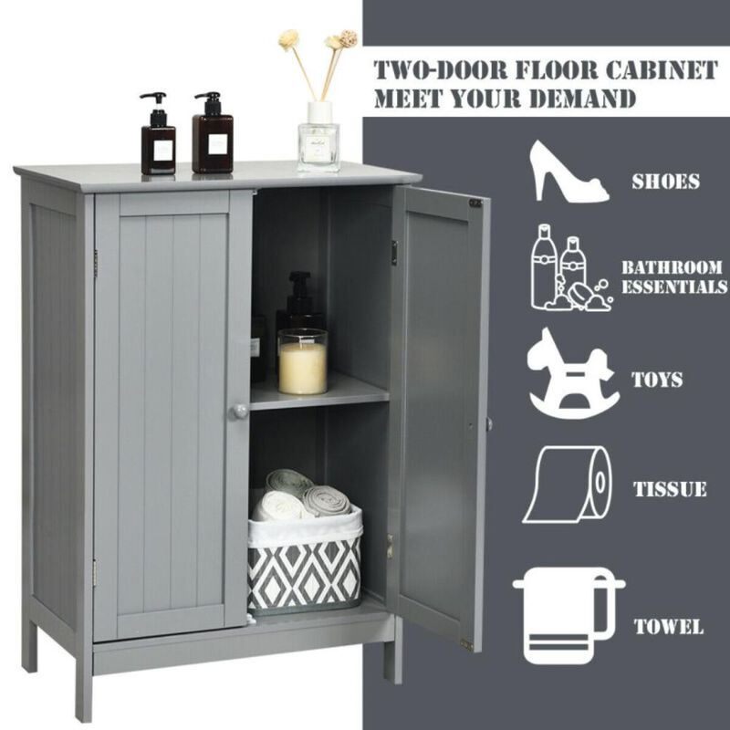 Hivvago 2-Door Freee-Standing Bathroom Cabinet with Shelf