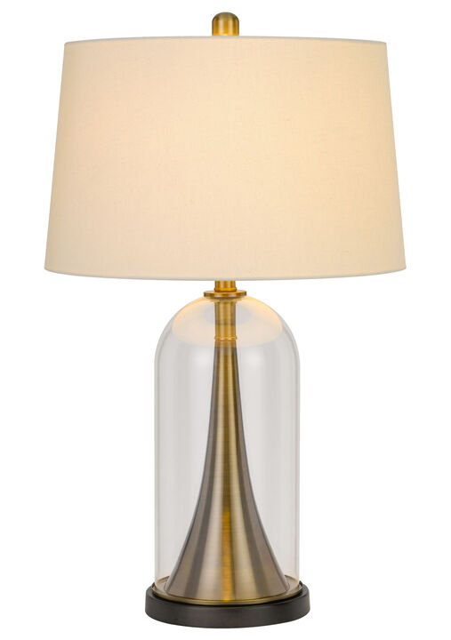 Hivvago 29" Clear Metal Table Lamp With White Empire Shade