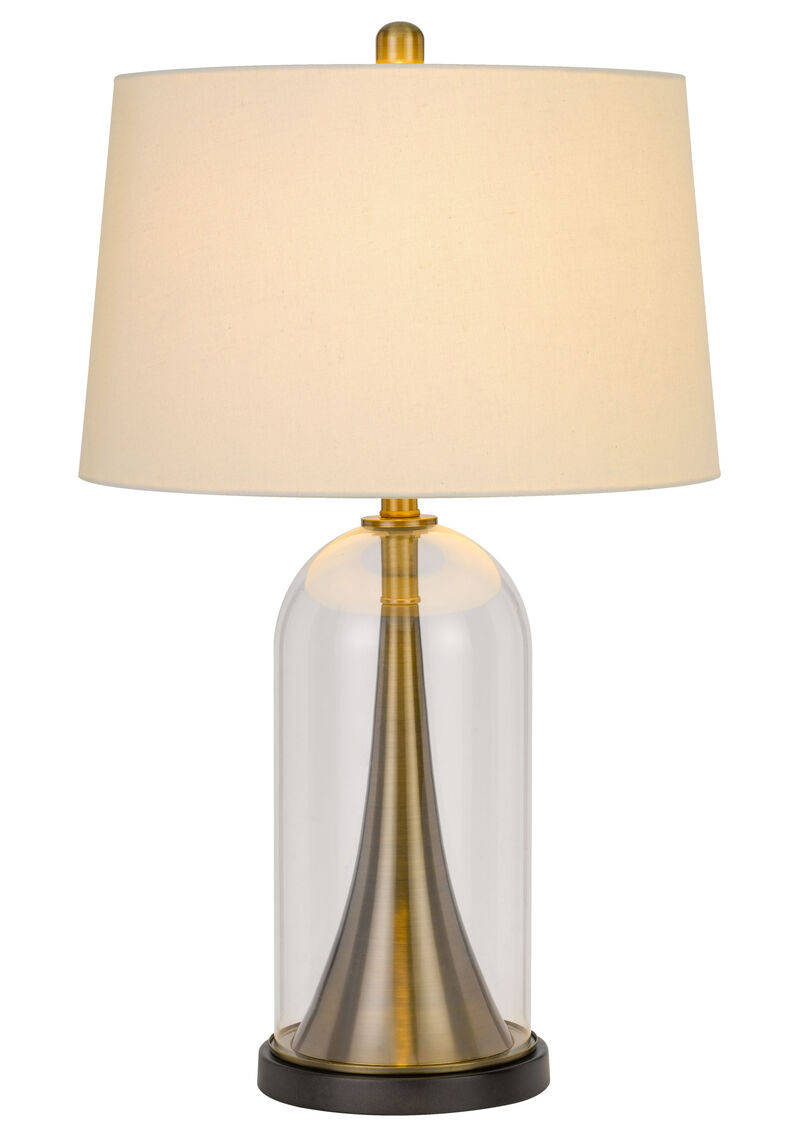 Hivvago 29" Clear Metal Table Lamp With White Empire Shade