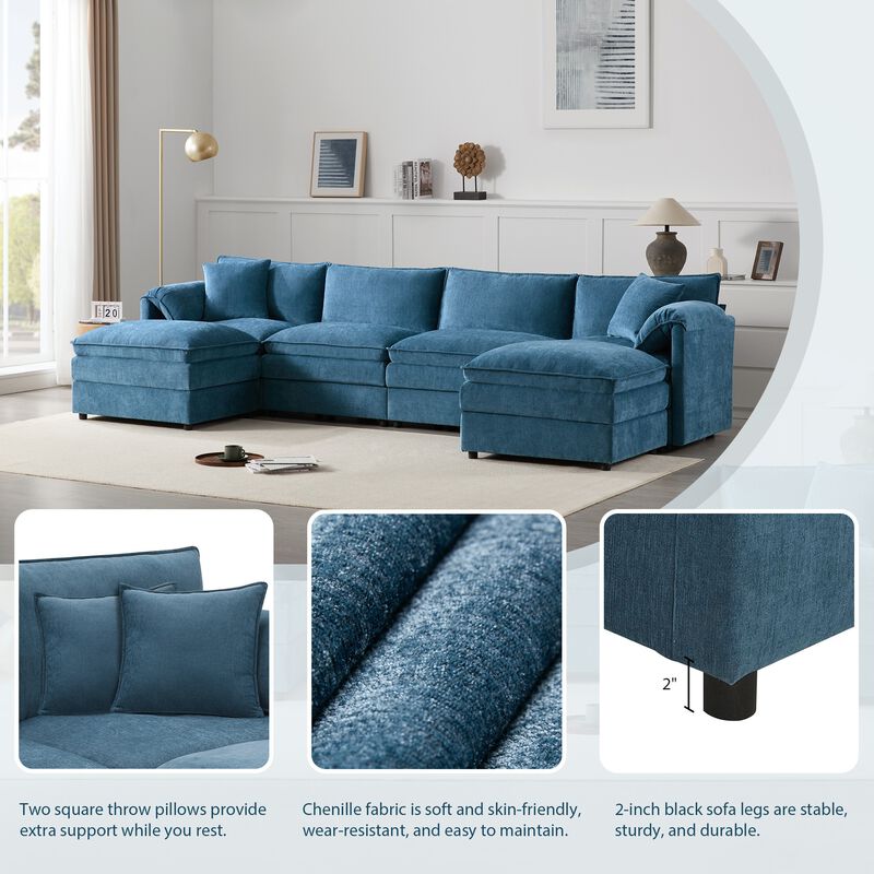 Fincep U-Shaped Modular Cloud Sectional Sofa image number 6