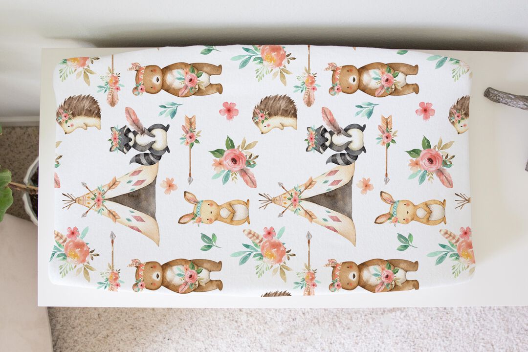 Baby Changing Pad Cover in Woodland Tribe Print