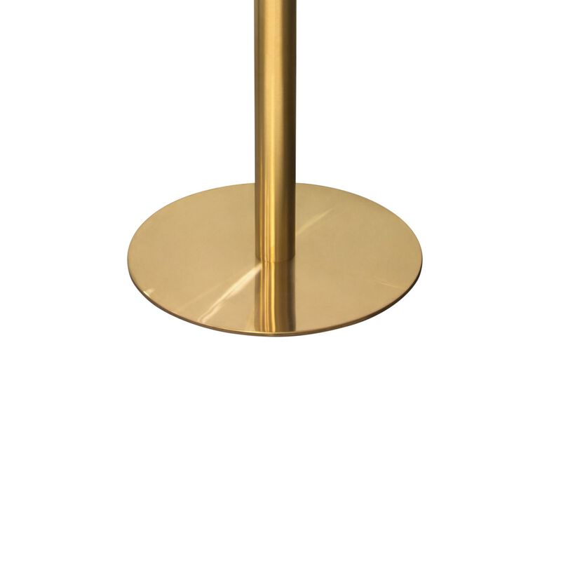 Rely Dining Table, 36 Inch Round White Lacquer Top, Gold Metal Base image number 3