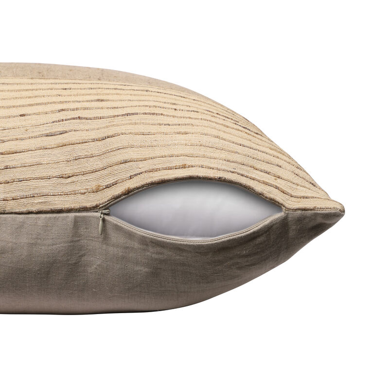 HomeRoots 24" Brown and Beige Geometric Silk Throw Pillow With Embroidery image number 3