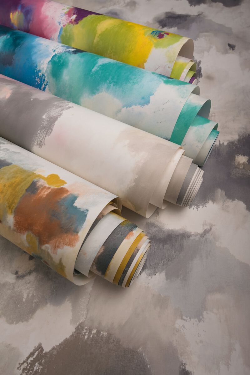 Impressionist Floral Copper & Blue Wallpaper (Double Roll) image number 4