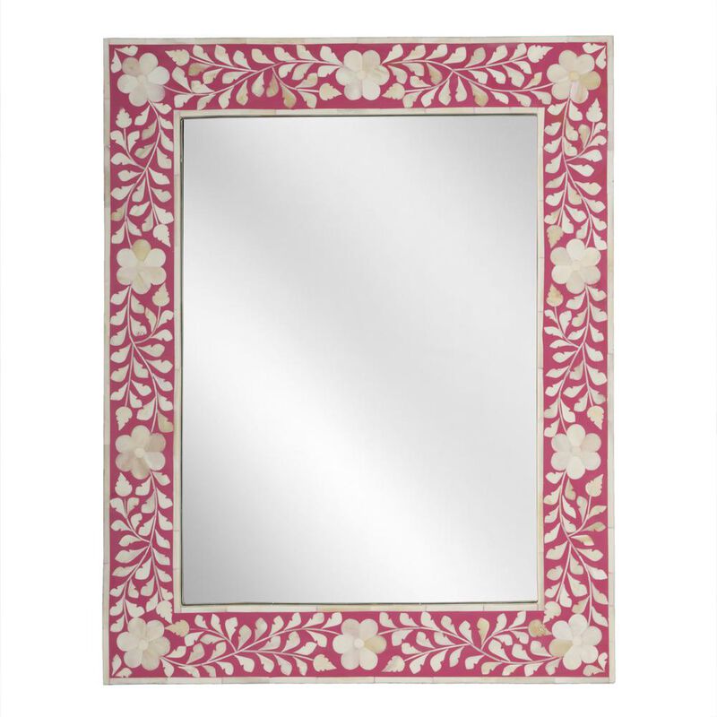Butler Specialty Company Vivienne Pink Bone Inlay Wall Mirrored, Pink